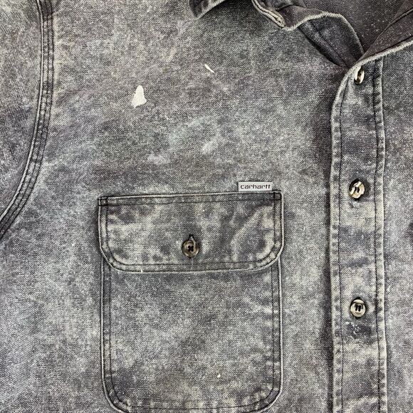 Vintage Carhartt Shirt Mens XL Gray Acid Wash Rugged Chore Button Up USA Made - Picture 6 of 16